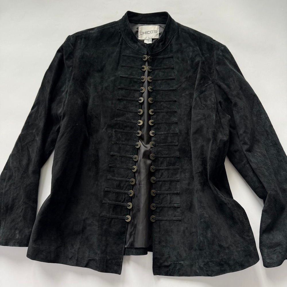 Chico's Women's Size 2 Black Suede Leather Jacket